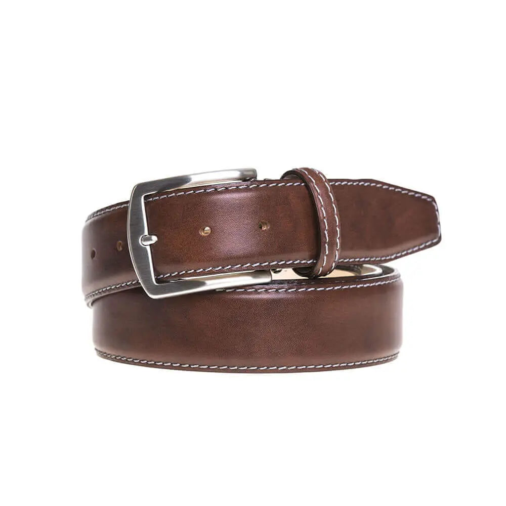 Roger Ximenez cognac custom leather belt with bespoke sizing options