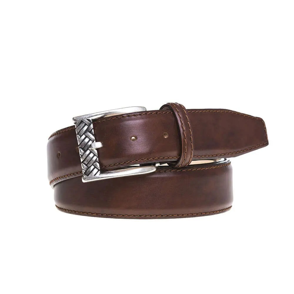 Special edition cognac belt showing handmade leather craftsmanship