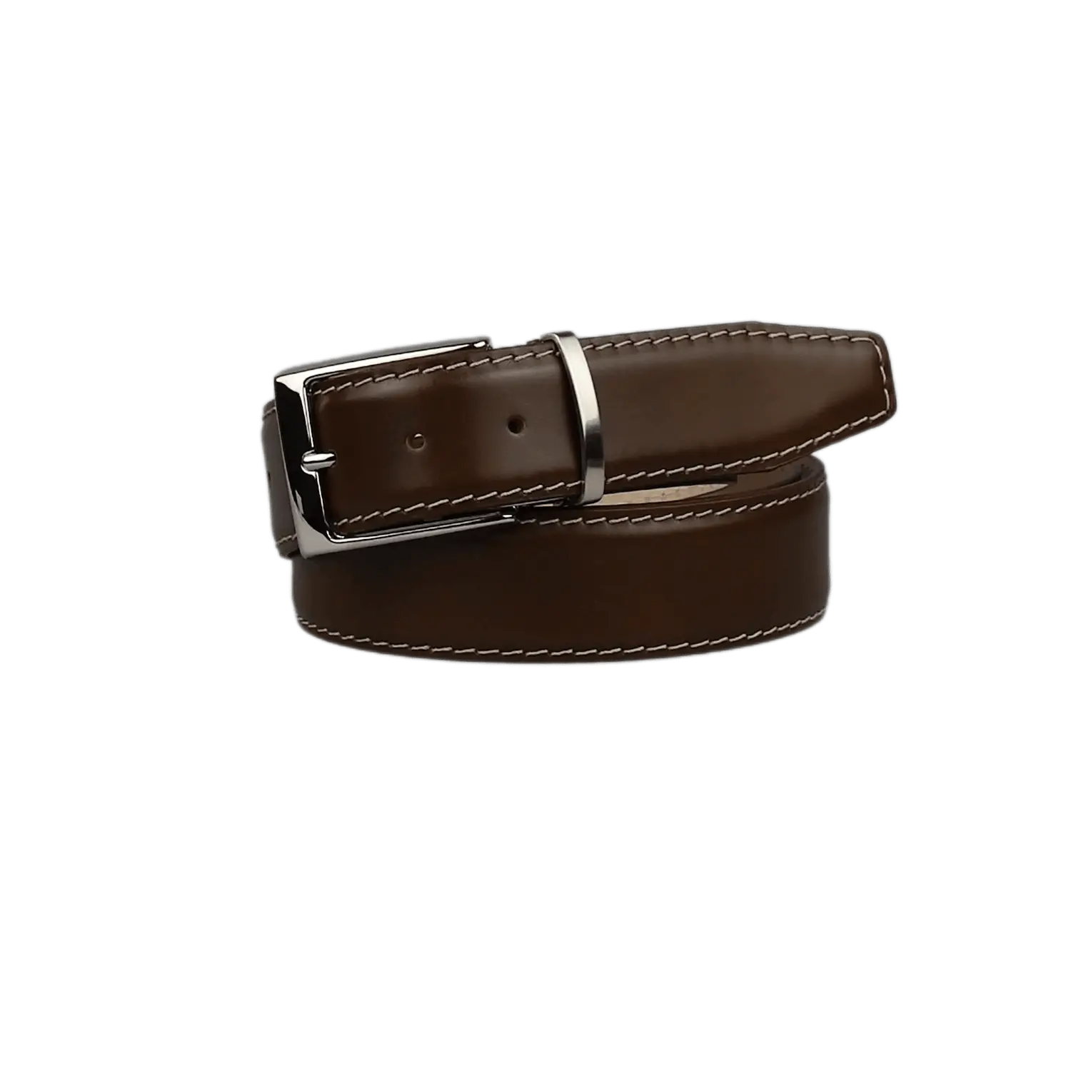 Spotty brown calf belt showing handmade leather craftsmanship