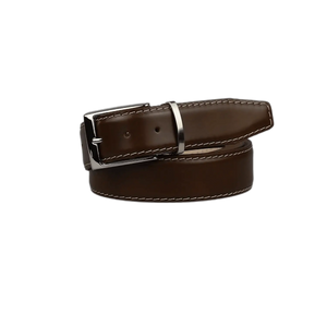 Spotty brown calf belt showing handmade leather craftsmanship