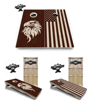 Stained Eagle & Flag Cornhole Boards - Pro Solution Elite Series Cornhole Solutions