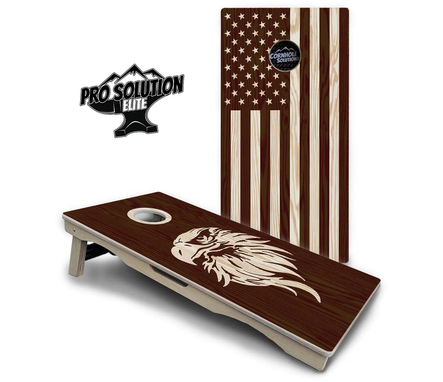 Stained Eagle & Flag Cornhole Boards - Pro Solution Elite Series Cornhole Solutions