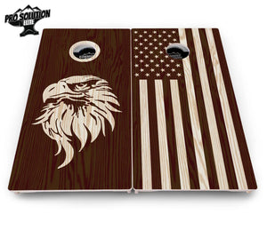 Stained Eagle & Flag Cornhole Boards - Pro Solution Elite Series Cornhole Solutions