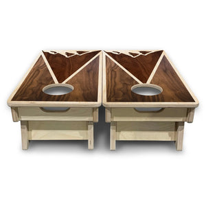 Stained Mountain Scene - Mini or Vacation Size Cornhole Boards Cornhole Solutions