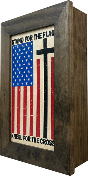 American Flag Hidden Gun Storage Cabinet - Stand For The Flag, Kneel For The Cross Concealed Gun Storage by Bellewood Designs, gun safes detail photo 15