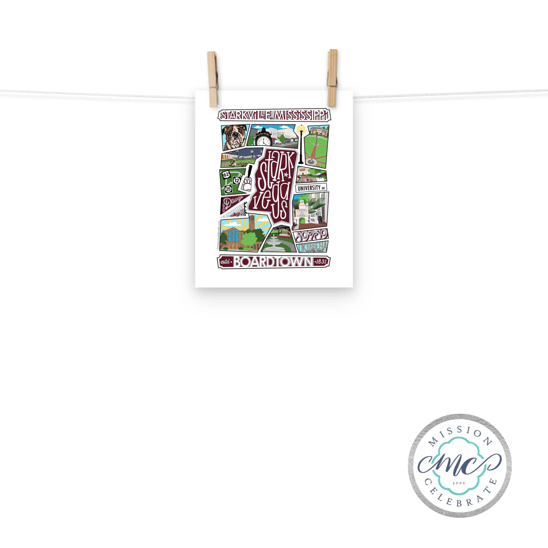 Starkville Mississippi Art Print by Leslie Ponce at Main Street Collective - StarkVegas Collage