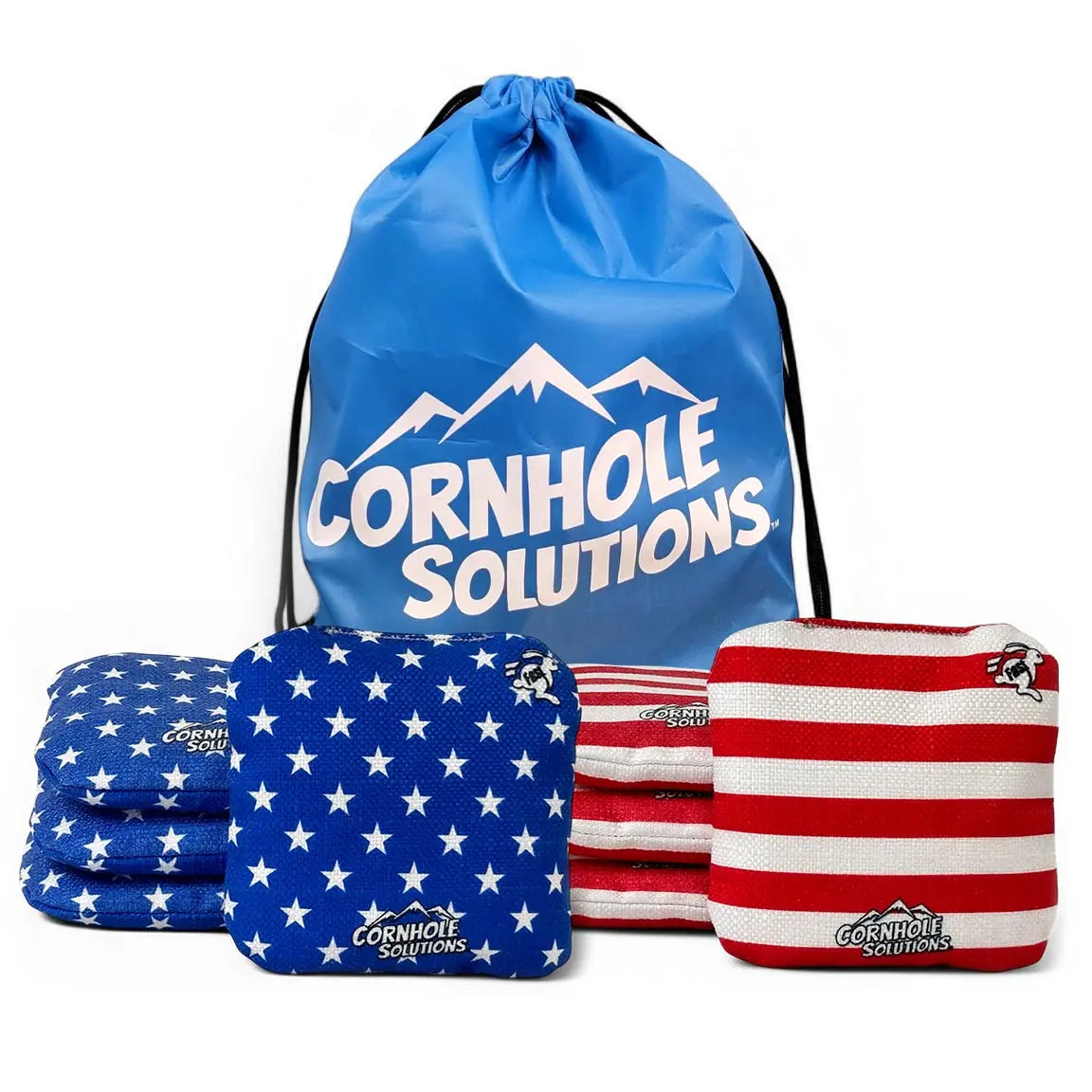 Stars/Stripes - Pro Style REC Cornhole Bags – Regulation 6"x6" – Full Set of 8 Cornhole Solutions