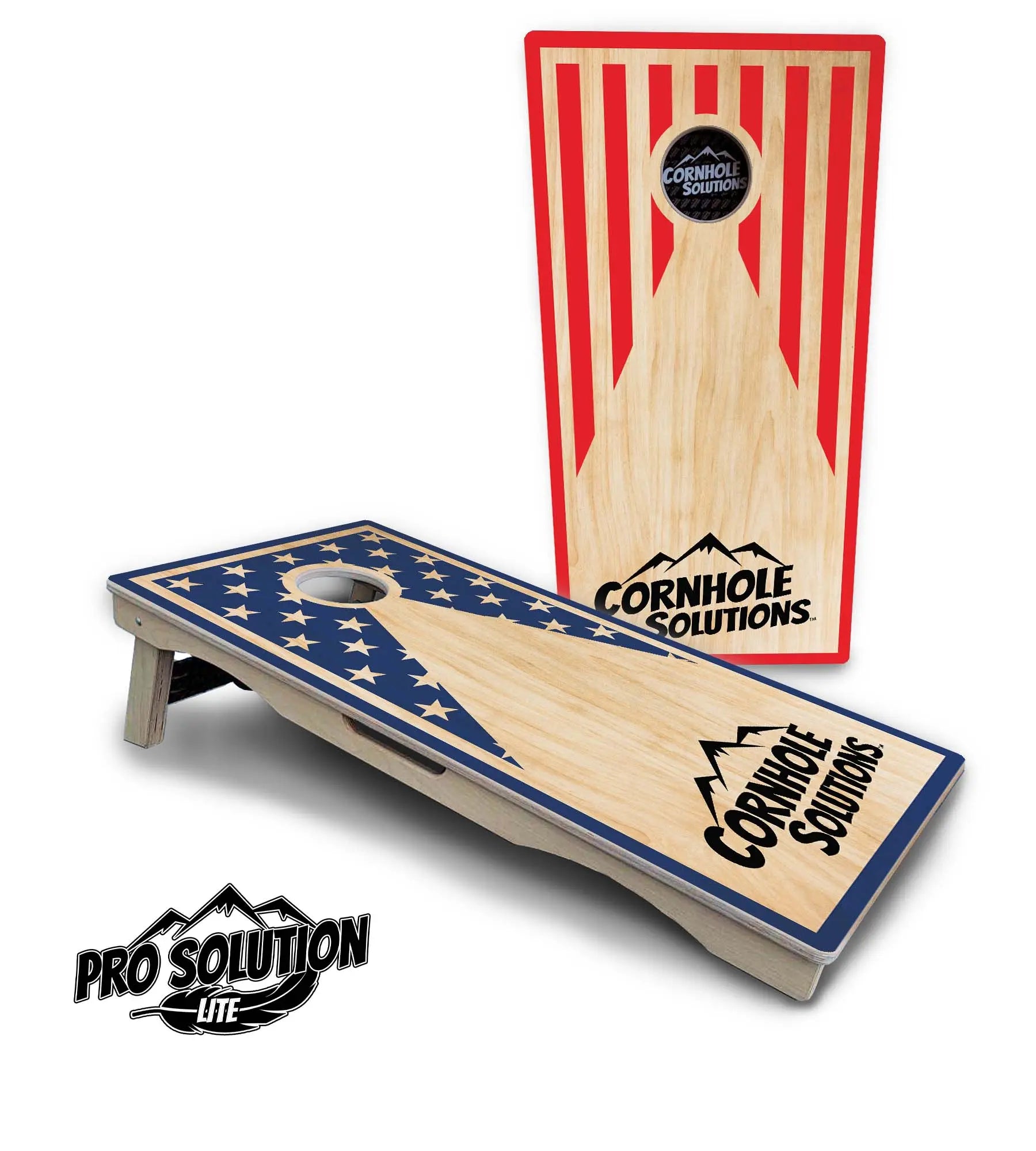 Stars & Stripes Keyhole CS Logo Cornhole Boards - Pro Solution Lite Series Cornhole Solutions
