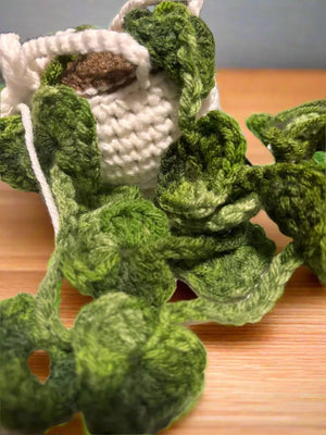Crochet Hanging Plant: Handmade String of Hearts Faux Succulent Decor | Easy-Care Home Decor