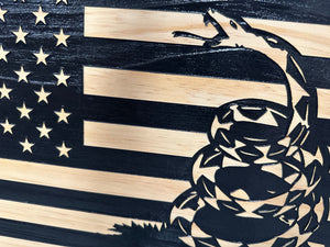 Dont Tread on Me Concealment Shelf - Quick Access Patriotic Hidden Gun Storage with Magnetic Lock - Safe & Secure Gun Concealment Furniture (Stripes)