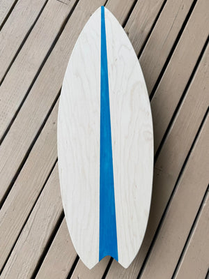 Handmade wooden surf balance board for sensory play and active indoor play