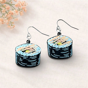 Sushi Earrings: Handmade Acrylic, Hand-Painted Sushi Roll Earrings, Main Street Collective
