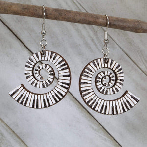 Swirl Piano Keyboard Wooden Dangle Earrings | Music Jewelry
