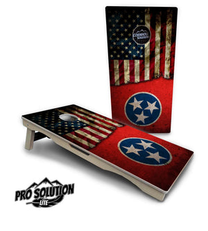TN/USA Red Flag Design Cornhole Boards - Pro Solution Lite Series Cornhole Solutions