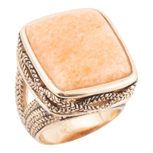 Yellow Agate and Golden Statement Ring