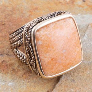Yellow Agate and Golden Statement Ring