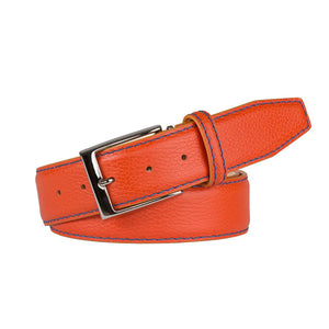 Tangerine Italian Pebble Grain Belt by Roger Ximenez handmade in Miami