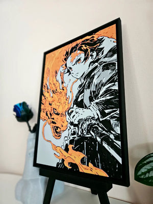 Tanjiro Hinokami Kagura Filament Painting – Demon Slayer Anime Wall Art The Tween Space