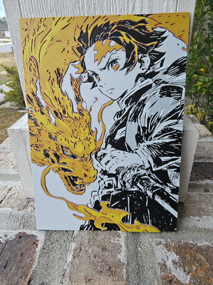 Tanjiro Hinokami Kagura Filament Painting – Demon Slayer Anime Wall Art The Tween Space