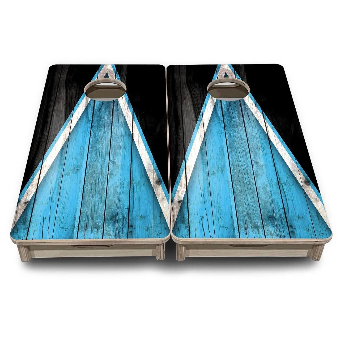 Team Color Triangle - Mini or Vacation Size Cornhole Boards (Sky Blue & Black) Cornhole Solutions