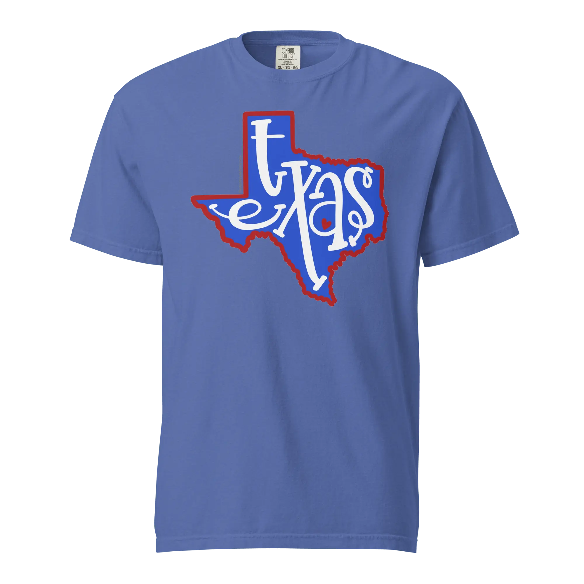 Texas T-Shirt: Bouncy Handlettered Design by Leslie Gonce on Comfort Colors Tee - Texas Apparel, State Pride