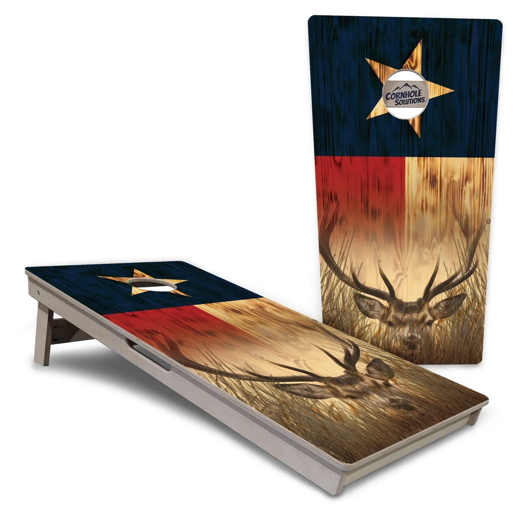Texas Flag Deer & Fish Cornhole Boards - Professional Tournament Series Cornhole Solutions