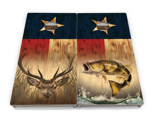 Texas Flag Deer & Fish Cornhole Boards - Professional Tournament Series Cornhole Solutions
