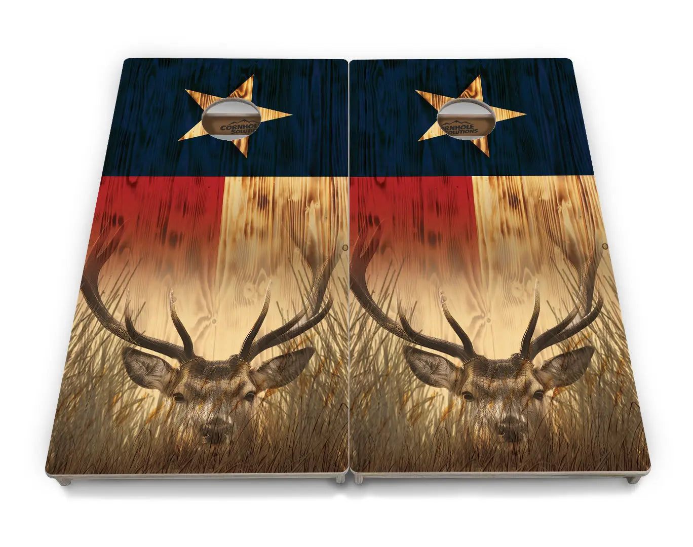Texas Flag Deer & Fish Cornhole Boards - Professional Tournament Series Cornhole Solutions