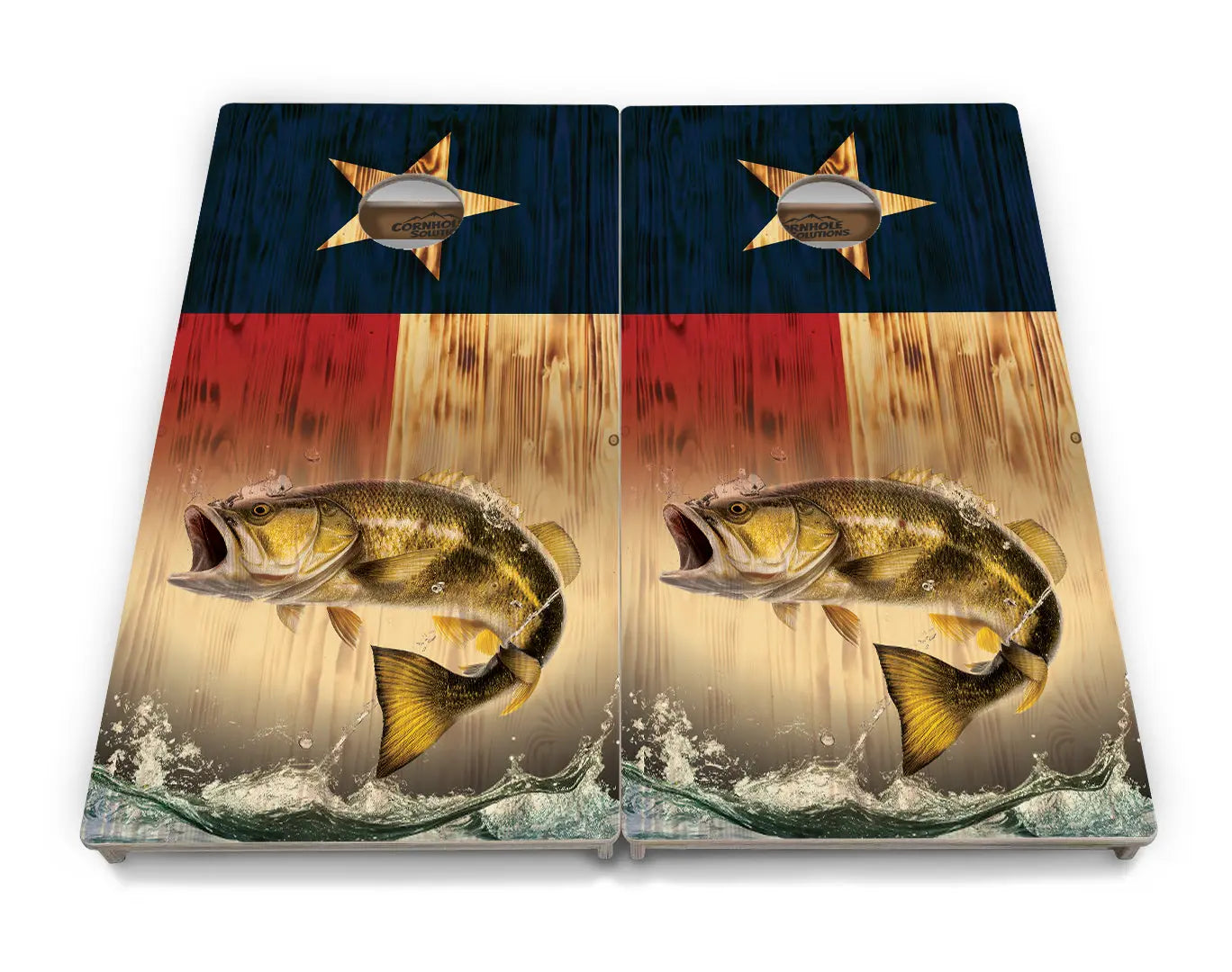 Texas Flag Deer & Fish Cornhole Boards - Professional Tournament Series Cornhole Solutions