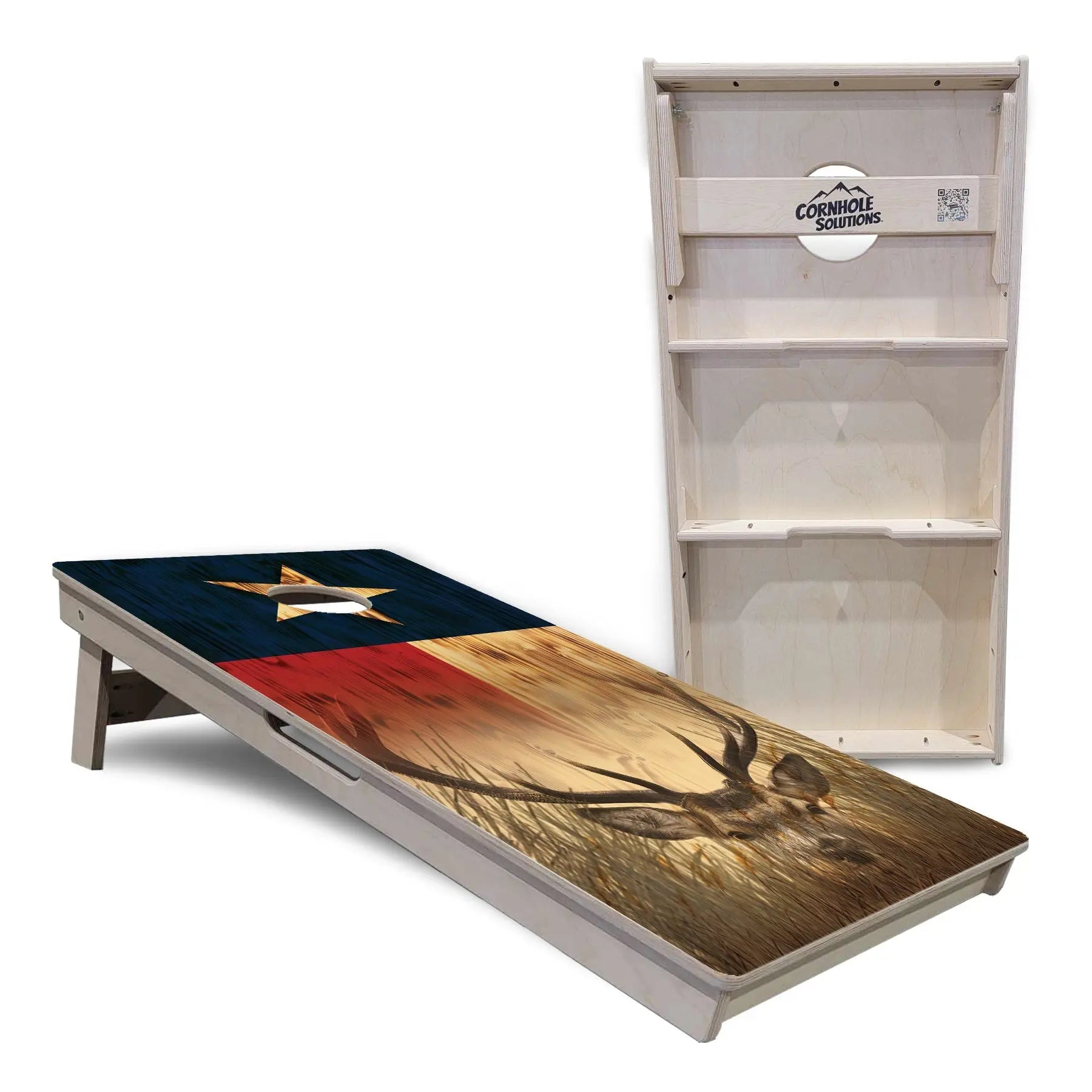 Texas Flag Deer & Fish Cornhole Boards - Professional Tournament Series Cornhole Solutions