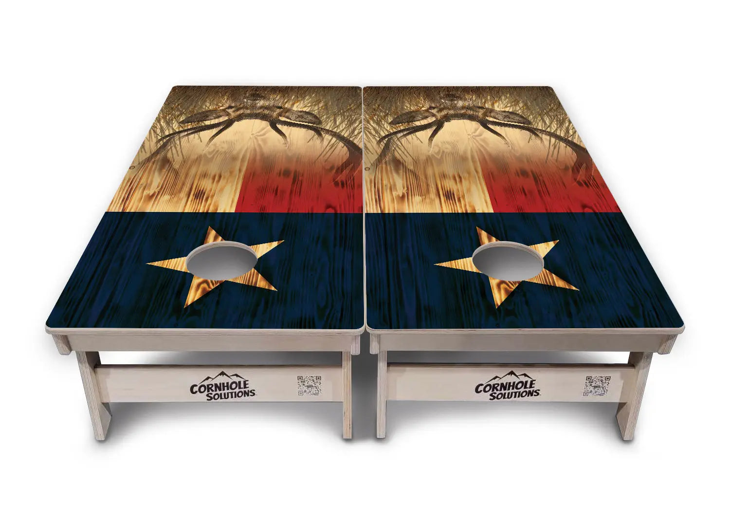Texas Flag Deer & Fish Cornhole Boards - Professional Tournament Series Cornhole Solutions