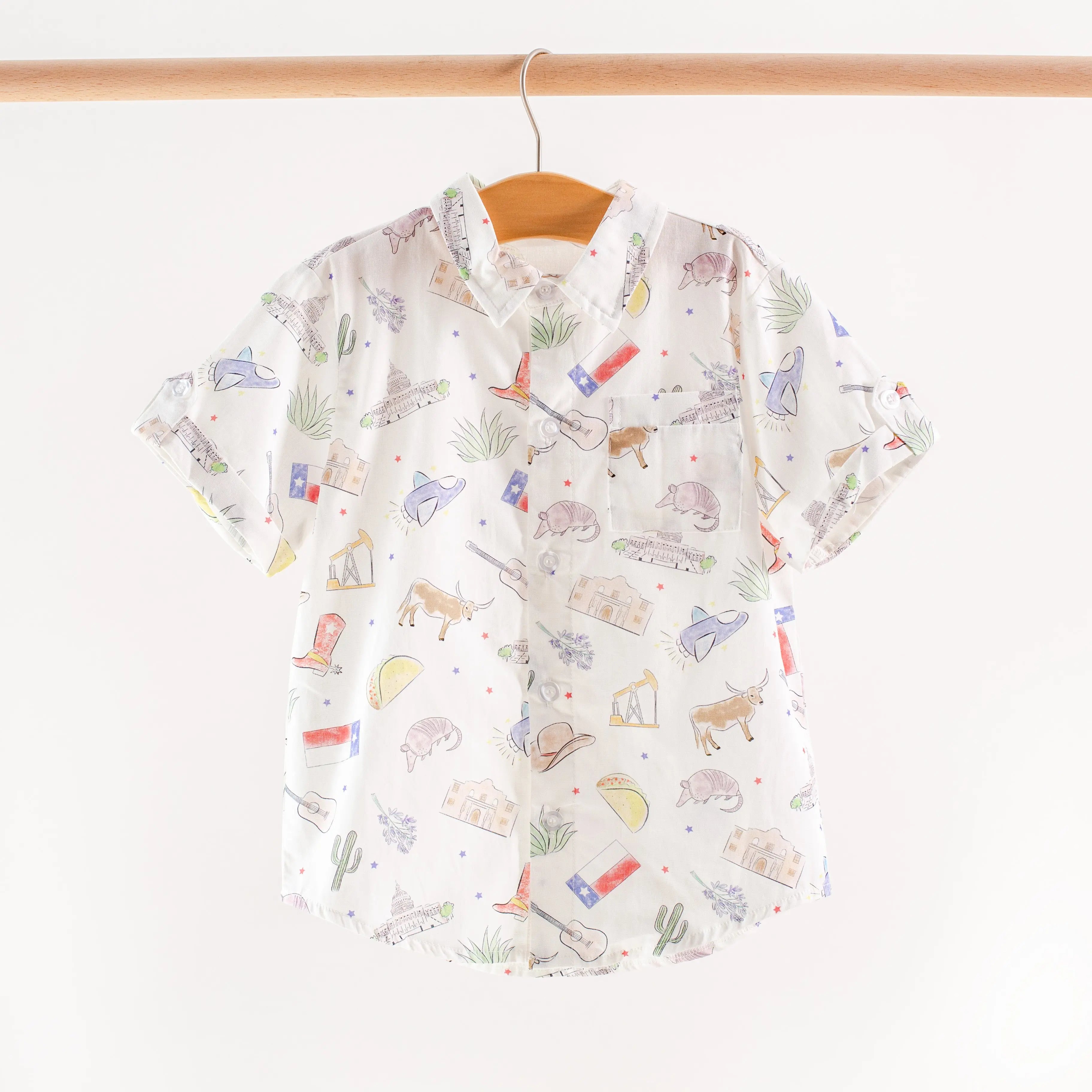 Texas Kids Short Sleeve Collared Shirt Nola Tawk