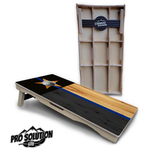 Texas Blue Line Flag Cornhole Boards - Pro Solution Lite Series Cornhole Solutions