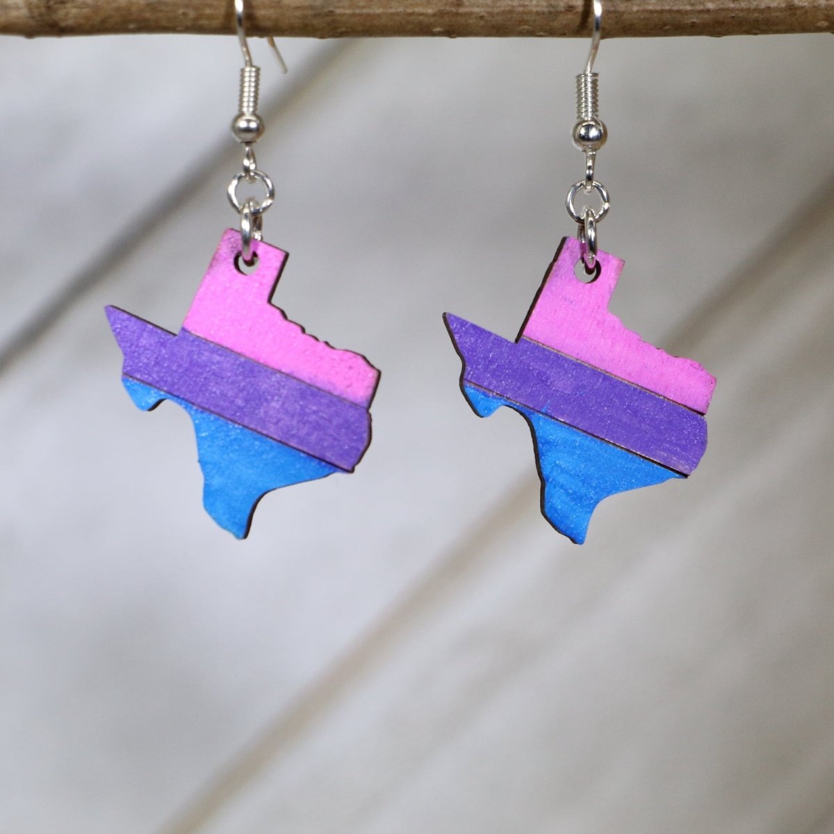 Texas Bi Pride Wooden Earrings | LGBTQ Bisexual Pride Jewelry