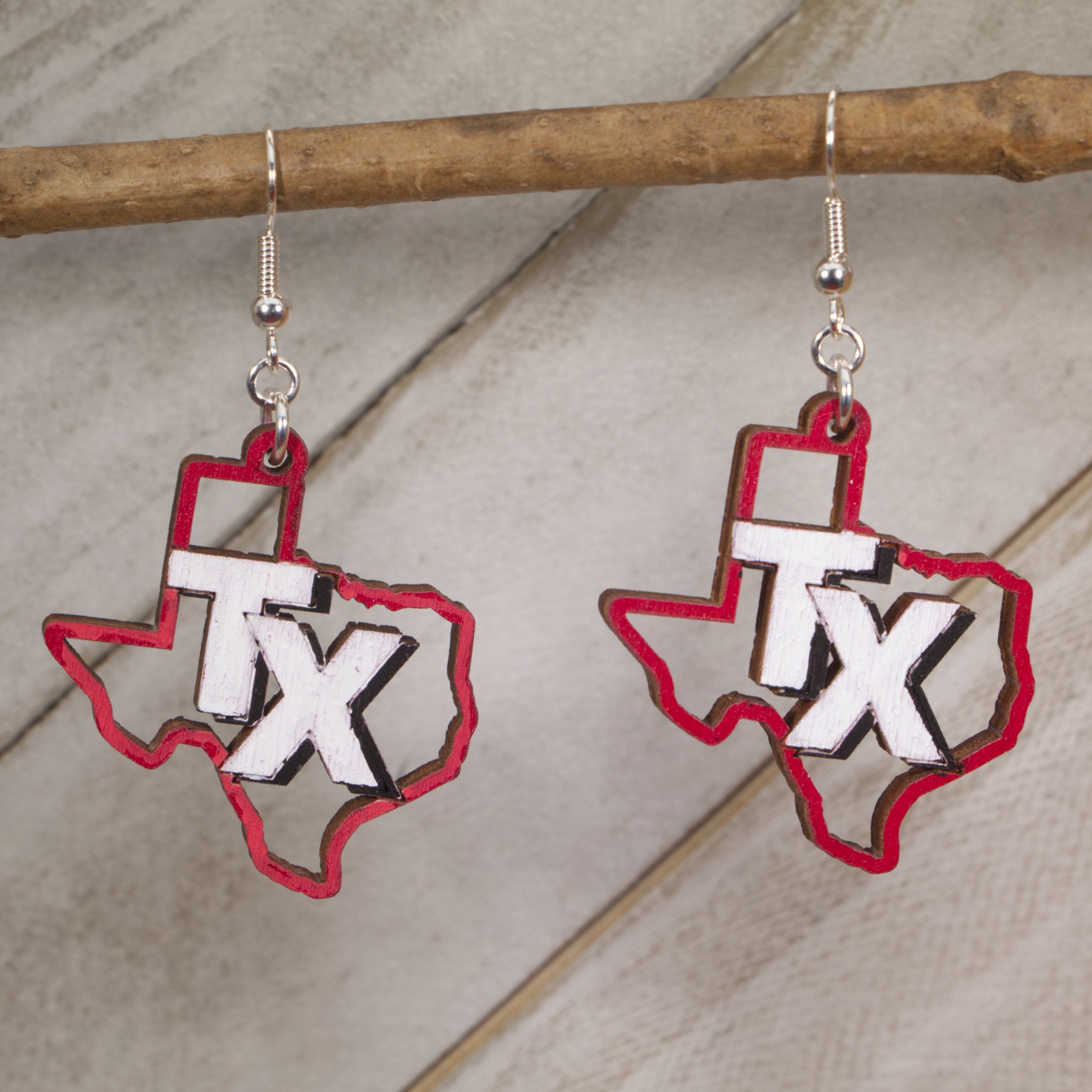 Texas TX Wooden Dangle Earrings | State Pride Southern Jewelry