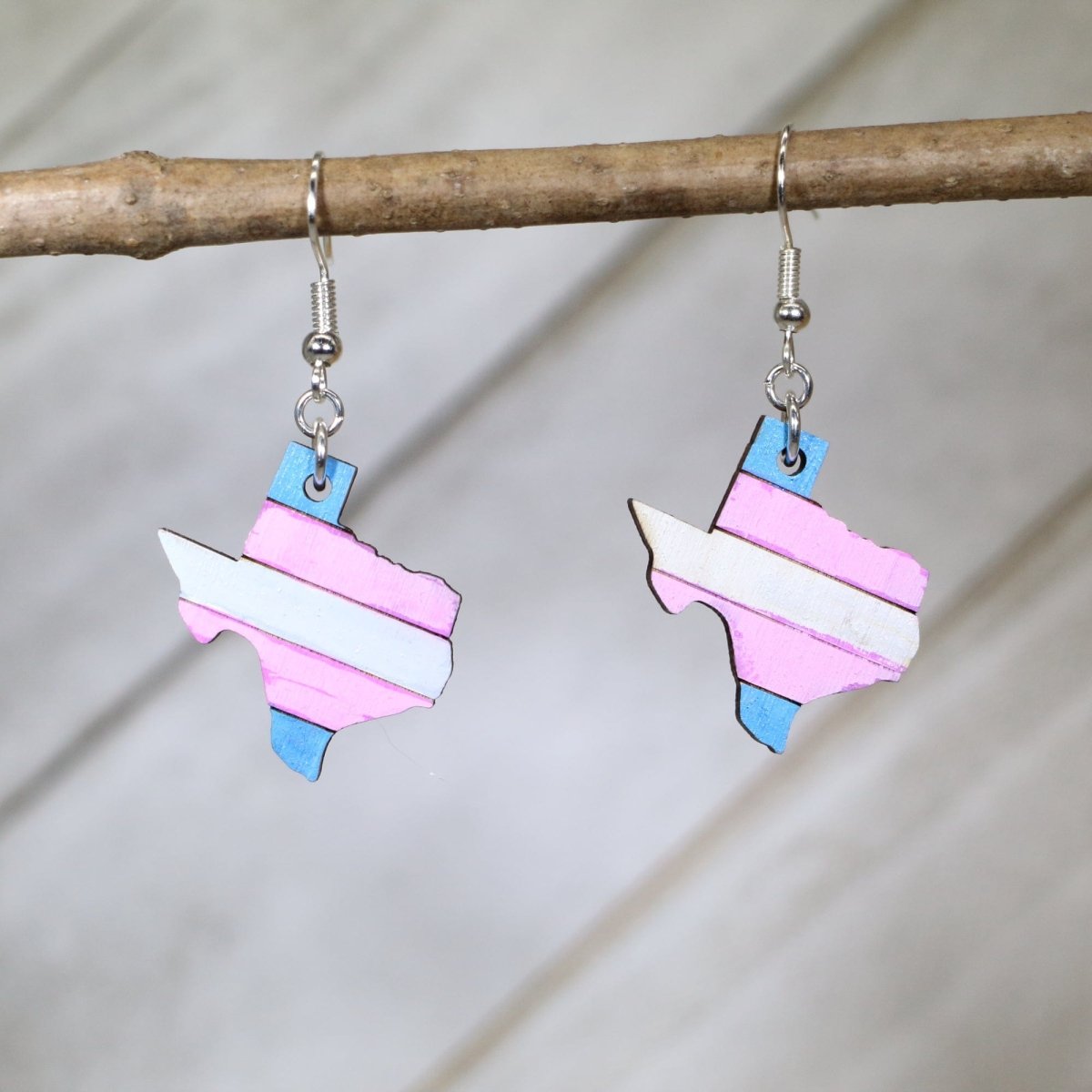 Texas Trans Pride Wooden Earrings | LGBTQ Transgender Jewelry