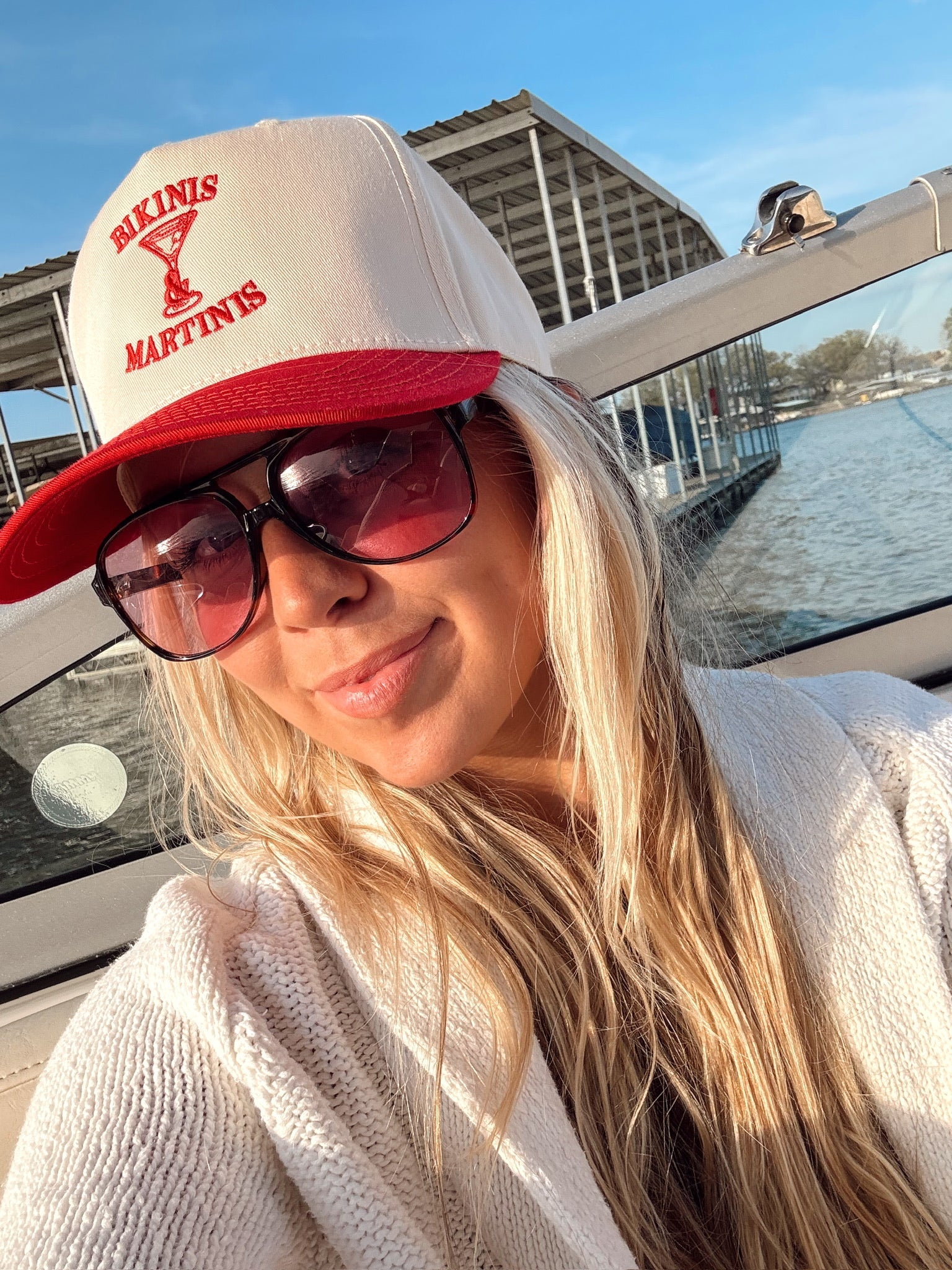 Bikinis & Martinis Vintage Trucker Hat by KenzKustomz, Southern lifestyle apparel detail photo 4