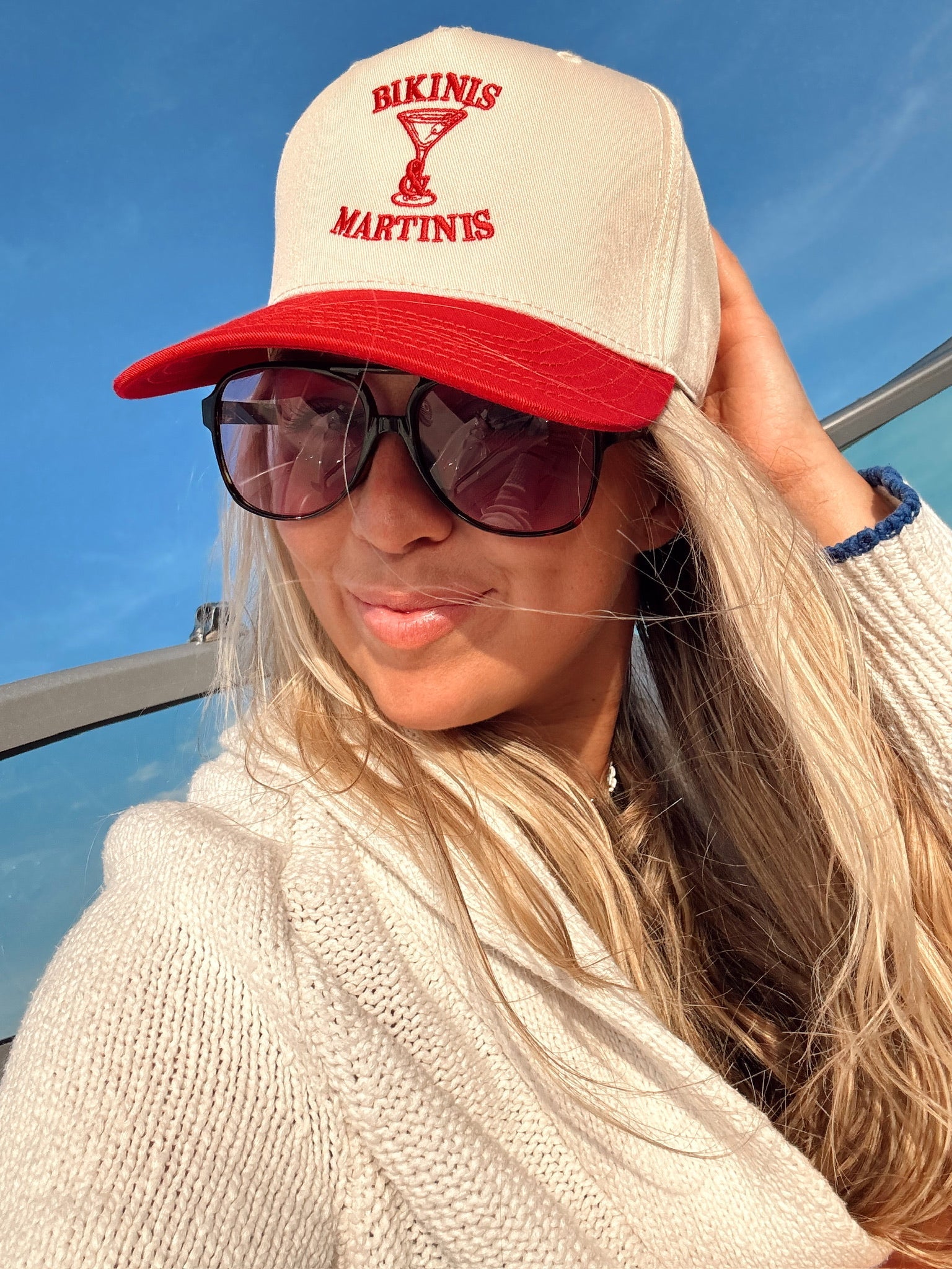 Bikinis & Martinis Vintage Trucker Hat by KenzKustomz, Southern lifestyle apparel detail photo 2