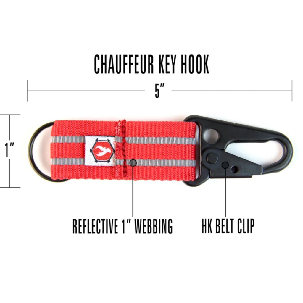 The Chauffeur - Reflective Edition - Durable keychain clip detail view by Recycled Firefighter