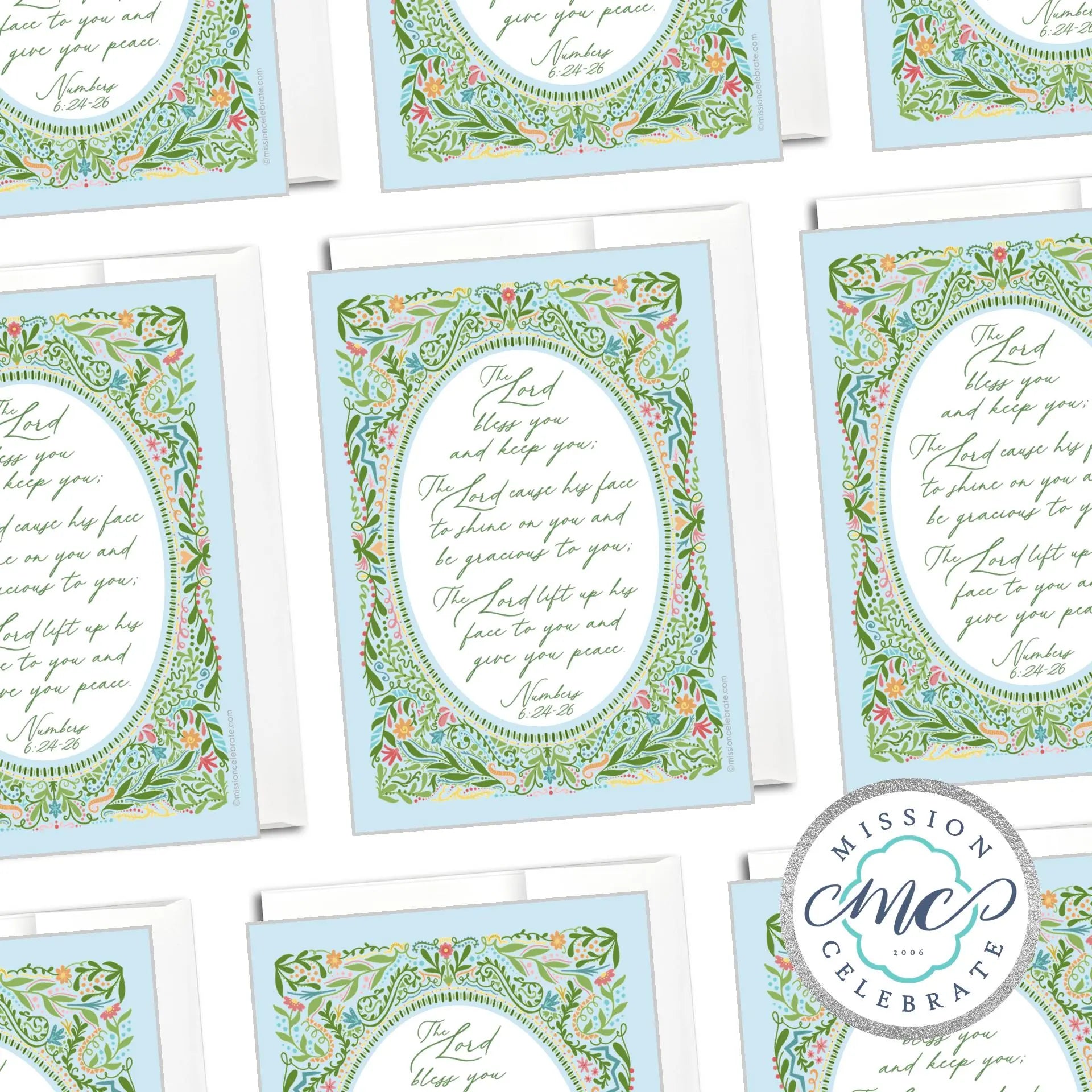 The Lord Bless You Greeting Card - Numbers 6:24-26 Floral Art Hand-drawn Note Card