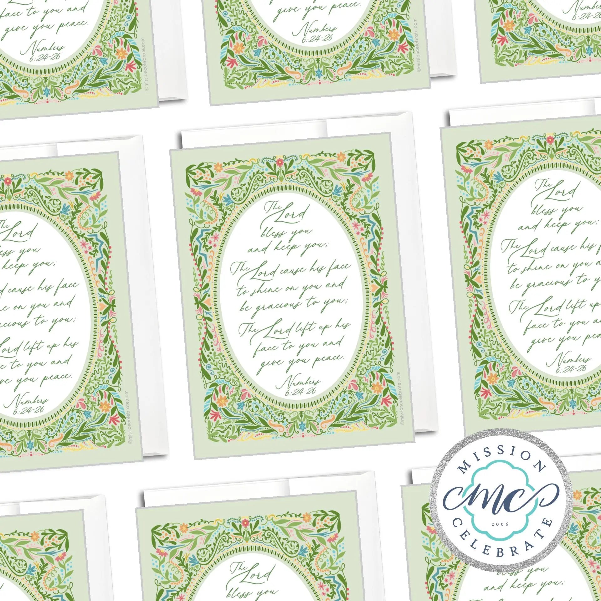 Numbers 6:24-26 Greeting Cards - Christian Floral Art by Main Street Collective