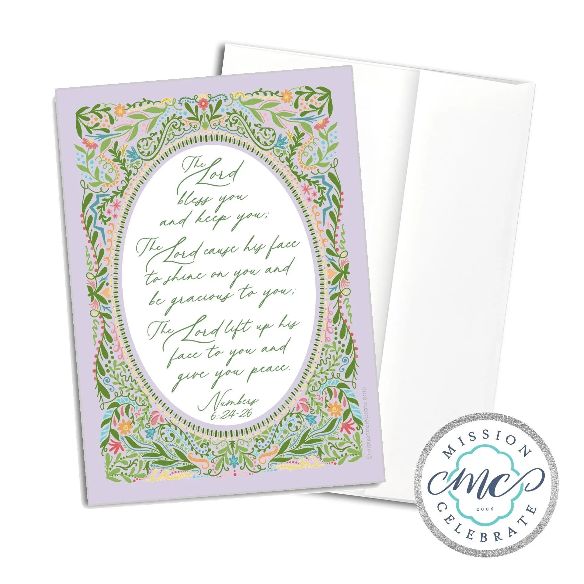 Numbers 6:24-26 Bible Verse Greeting Card - Lord Bless You - Floral Design - Main Street Collective