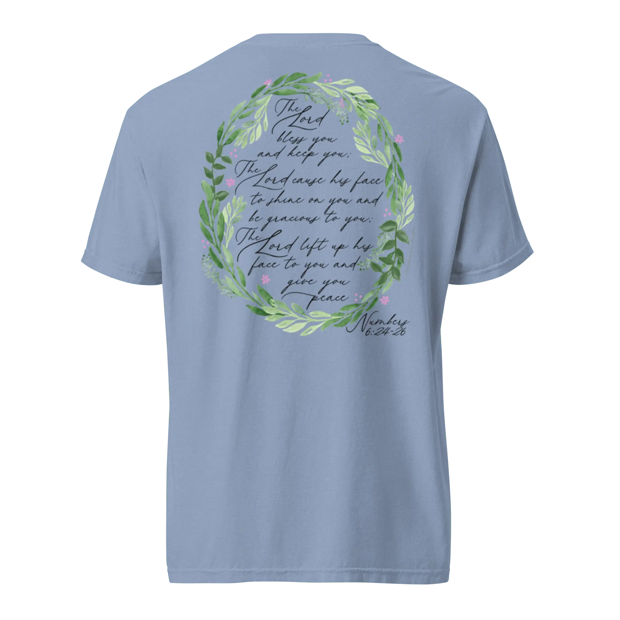 Numbers 6:24-26 Bible Verse Floral Wreath T-Shirt: May the Lord Bless You and Keep You T-Shirt