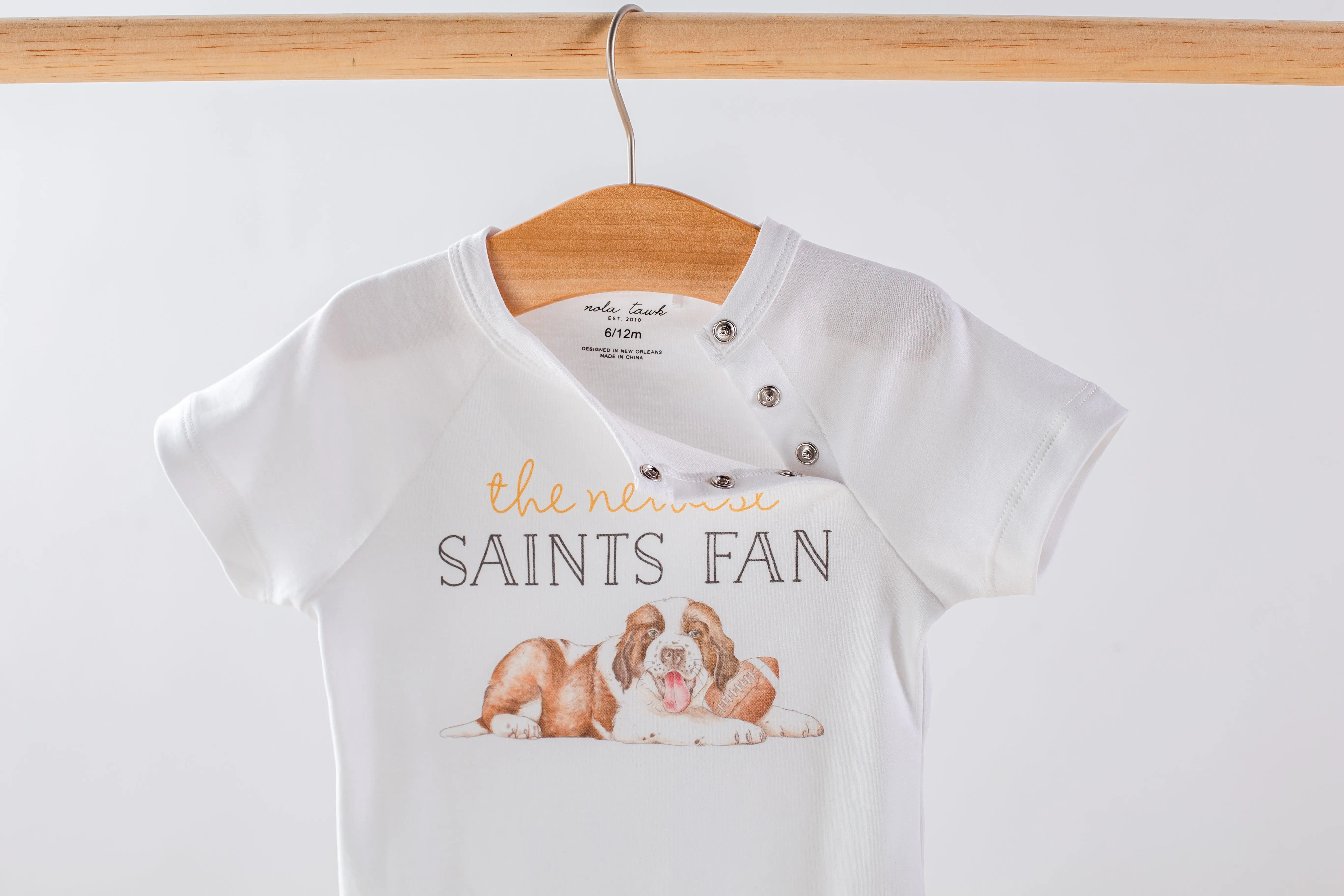 The Newest Saints Fan Organic Cotton Baby Onesie Nola Tawk