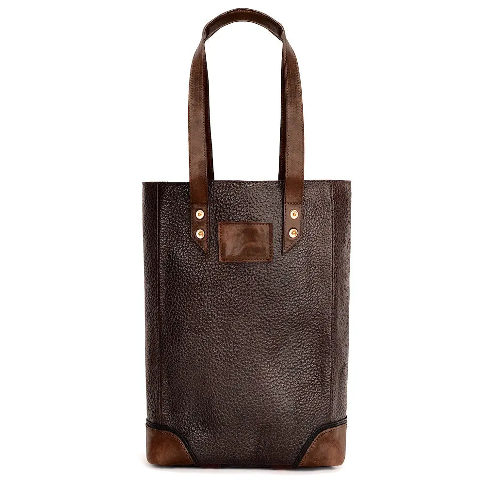 Theodore Leather Two Bottle Wine Tote Carrier Mission Mercantile Leather Goods