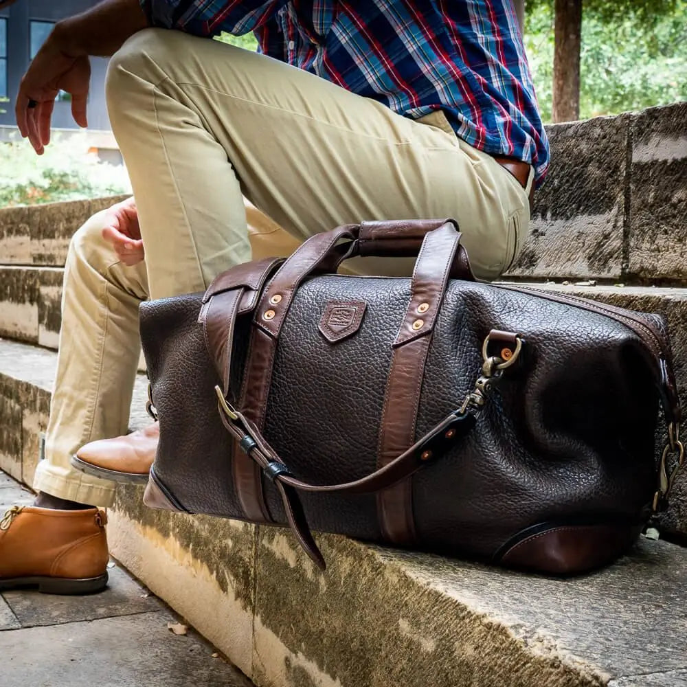 Theodore Leather Weekender Duffle Bag Mission Mercantile Leather Goods
