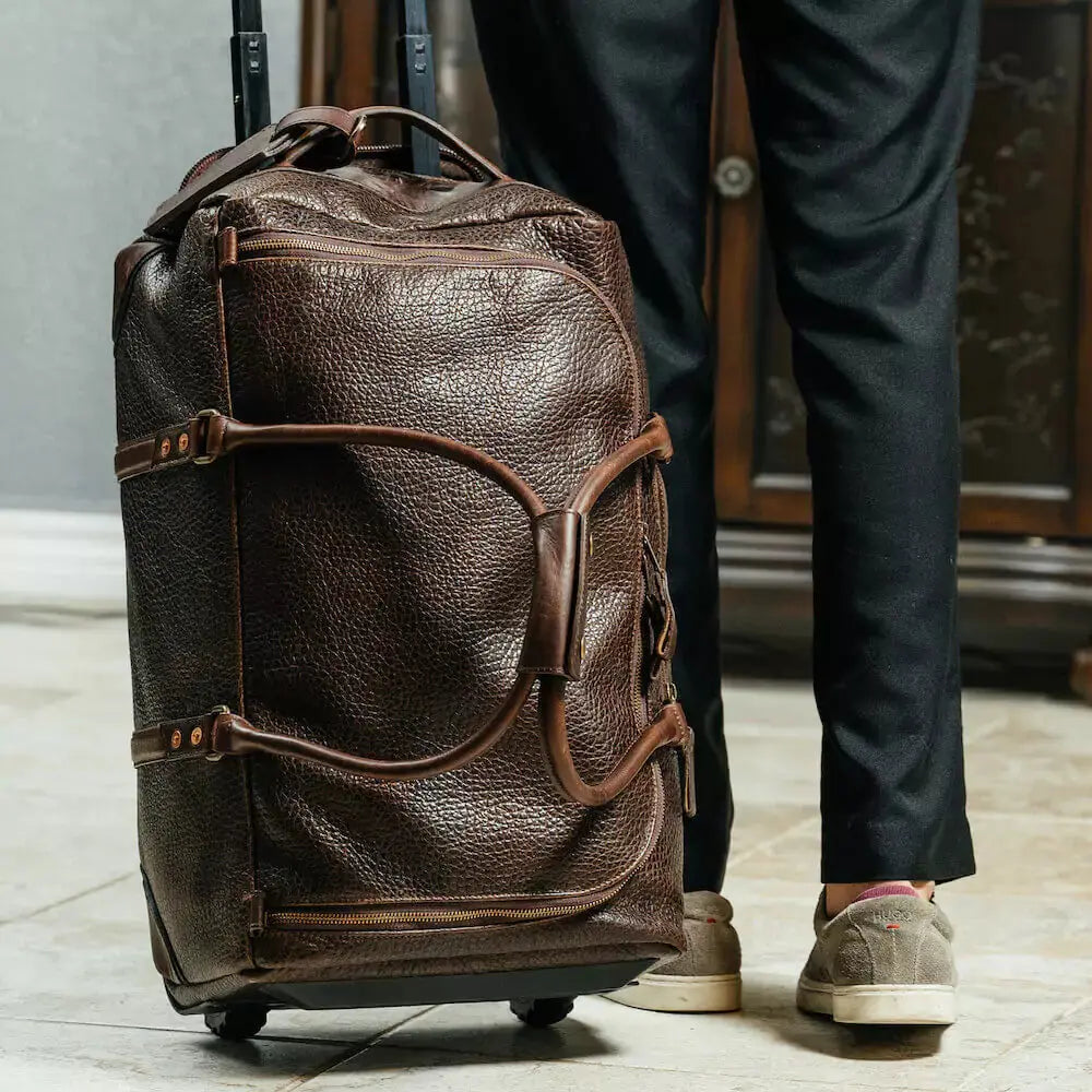 Theodore Leather Wheeled Carry-On Duffle Bag Mission Mercantile Leather Goods