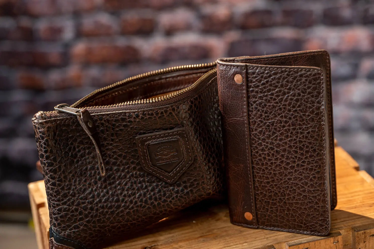 Theodore Leather Zippered Pouch Mission Mercantile Leather Goods