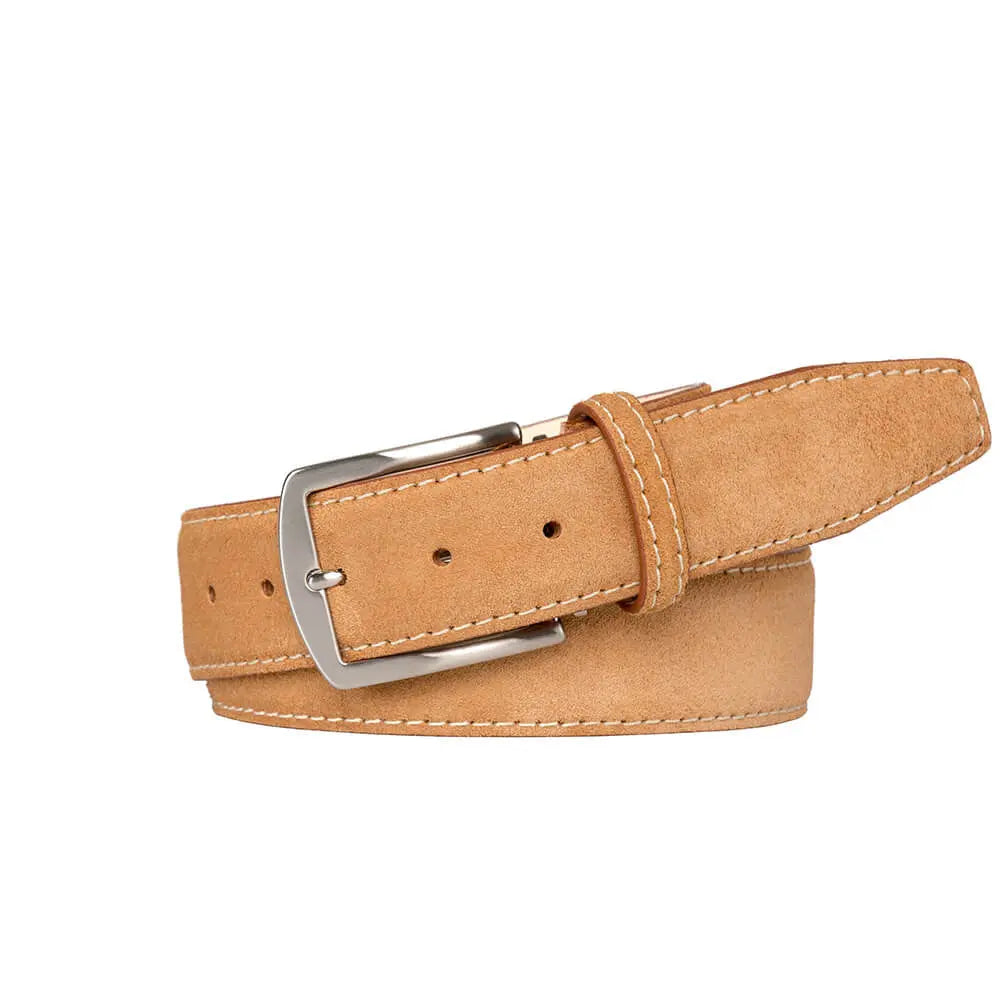 Handmade toast suede belt with bespoke sizing options