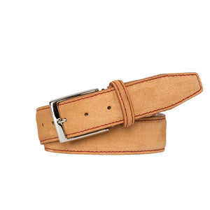 Toast Suede Leather Belt by Roger Ximenez handmade in Miami